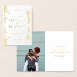 Invitación a la boda de Relieve metalizado dorado