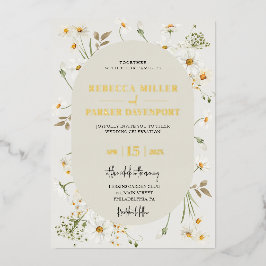 invitación a la boda de Relieve metalizado dorado