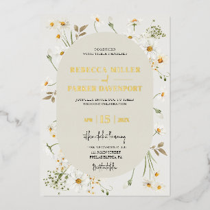 invitación a la boda de Relieve metalizado dorado 