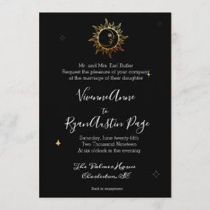 Invitación a la boda de Relieve metalizado dorado