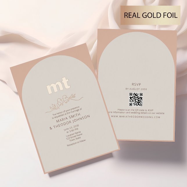 Invitación a la boda de Relieve metalizado dorado  (Subido por el creador)