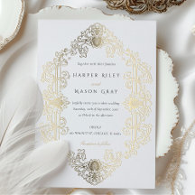 Invitación a la boda de Relieve metalizado dorado 