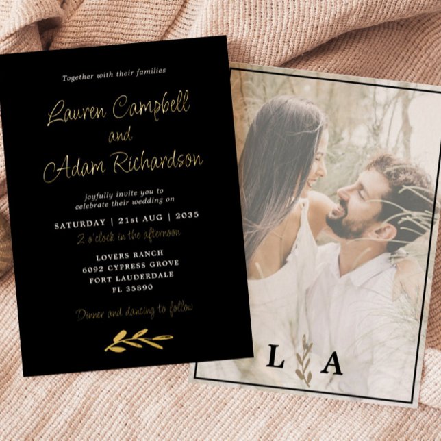 Invitación a la boda de Relieve metalizado dorado  (Subido por el creador)