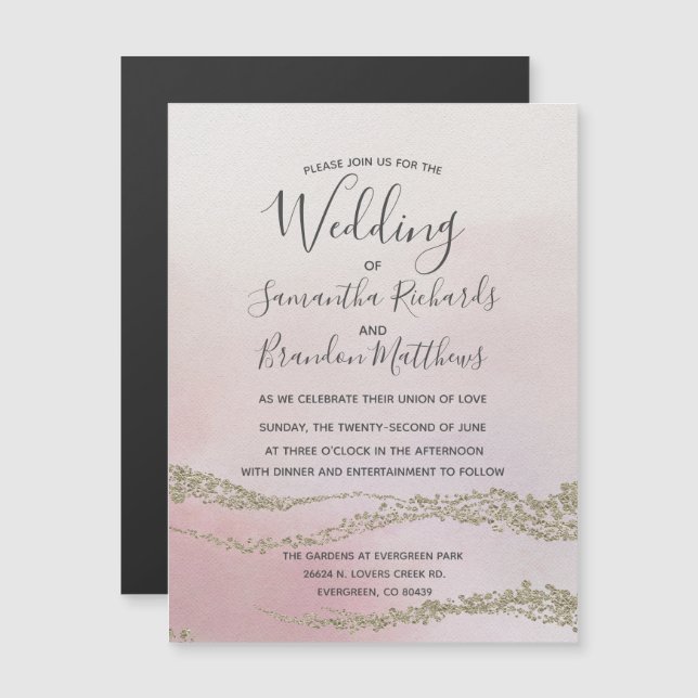 Invitación a la boda de Relieve metalizado dorado  (Anverso/Reverso)