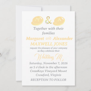 Invitación a la boda de Relieve metalizado dorado