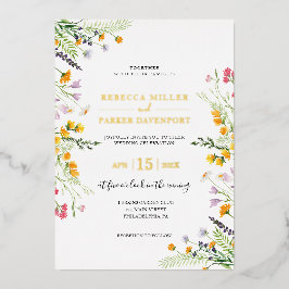 invitación a la boda de Relieve metalizado dorado 