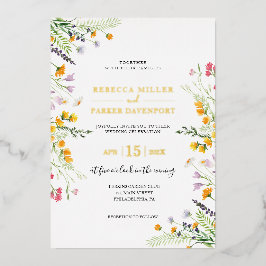 invitación a la boda de Relieve metalizado dorado