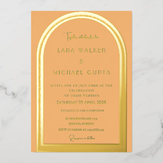 Invitación a la boda de Relieve metalizado en arco