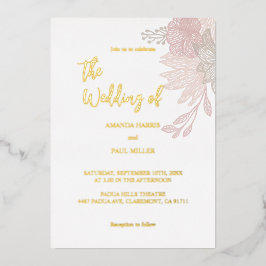 Invitación a la boda de Relieve metalizado floral