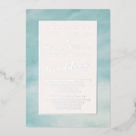Invitación a la boda de Relieve metalizado Nubes y