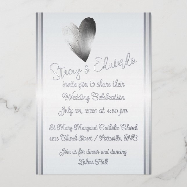Invitación a la boda de Relieve metalizado platead (Anverso)