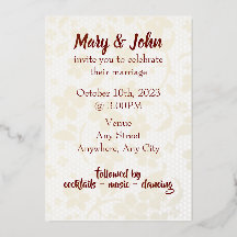 Invitación a la boda de Relieve metalizado - total