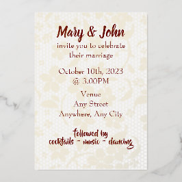 Invitación a la boda de Relieve metalizado - total