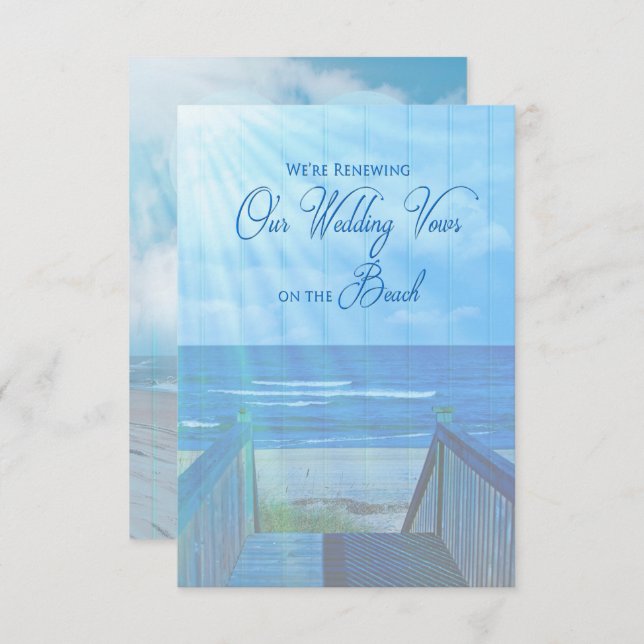 Invitación a la boda de RENOVACIÓN de la playa - O (Anverso / Reverso)