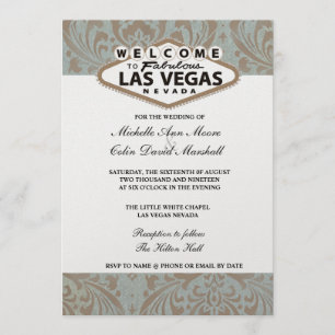 Invitación a la boda de Retro Damask Floral Las Ve