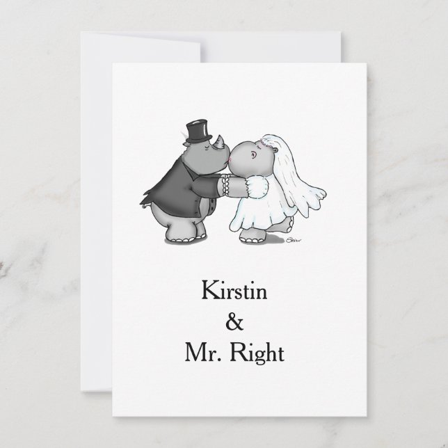 Invitación a la boda de Rhino e Hippo (Anverso)