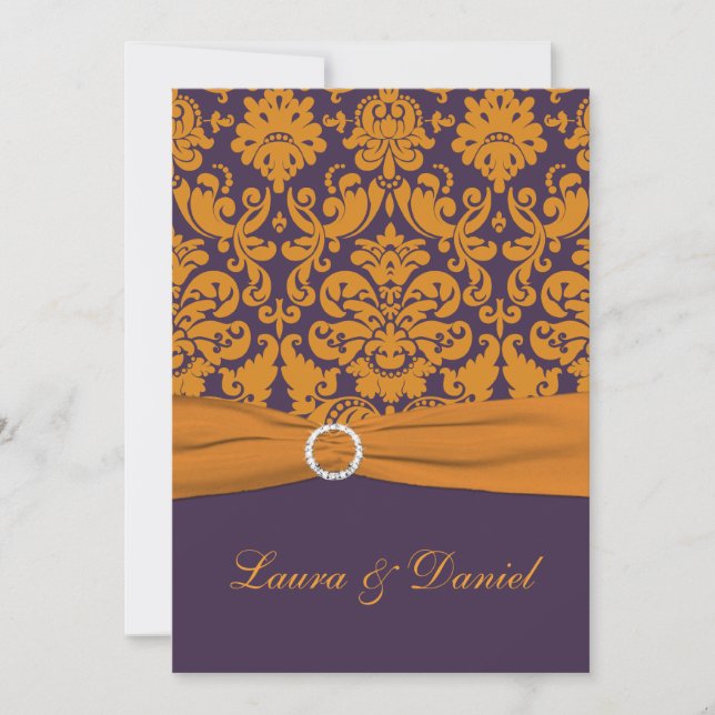 Invitación a la boda de RIBBON Naranja púrpura de  (Anverso)