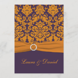 Invitación a la boda de RIBBON Naranja púrpura de 