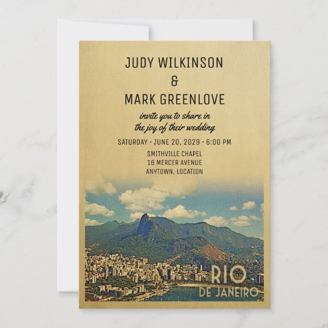 Invitación a la boda de Río de Janeiro Brasil (Anverso)