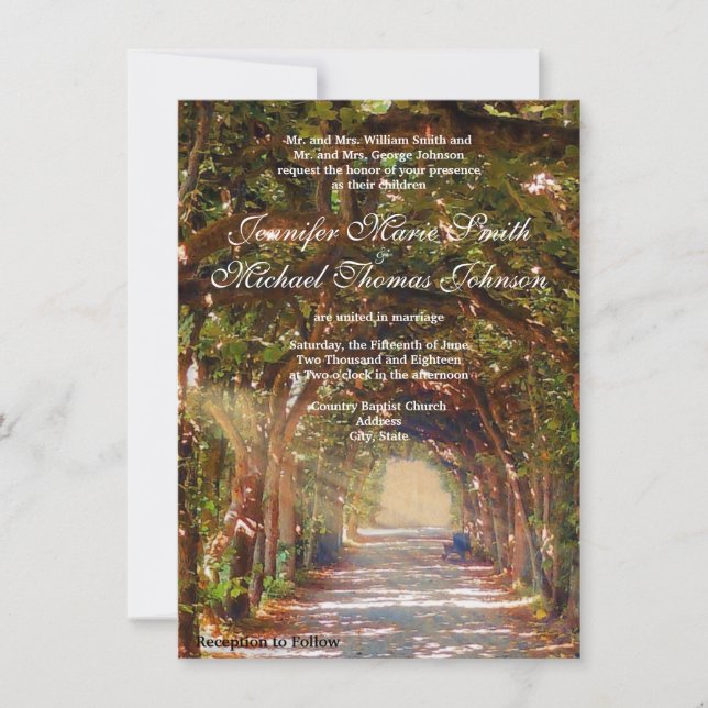 Invitación a la boda de roble (Anverso)