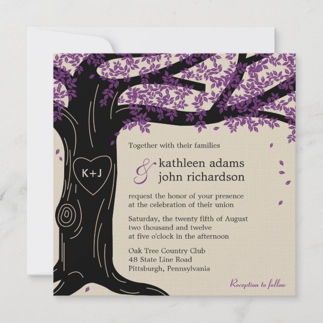 Invitación a la boda de roble (Anverso)