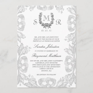 Invitación a la boda de roble blanco gris
