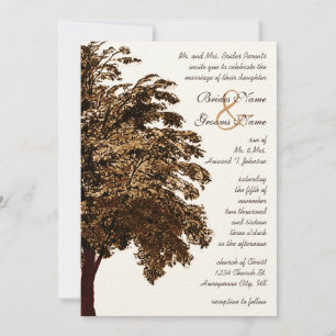 Invitación a la boda de roble marrón