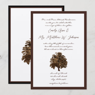 Invitación a la boda de roble marrón