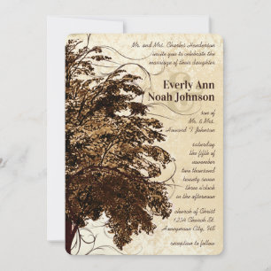 Invitación a la boda de roble marrón