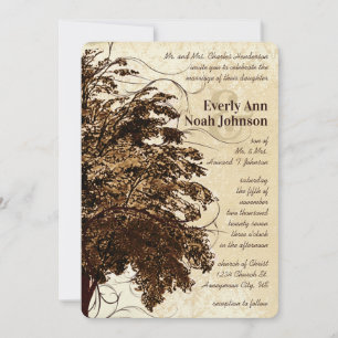 Invitación a la boda de roble marrón