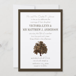 Invitación a la boda de roble marrón