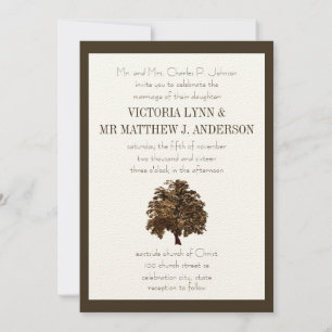 Invitación a la boda de roble marrón