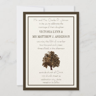 Invitación a la boda de roble marrón