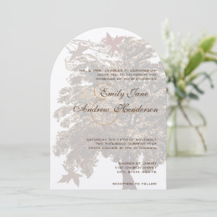 Invitación a la boda de roble marrón con forma de