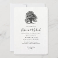 Invitación a la boda de roble vintage