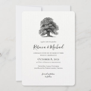 Invitación a la boda de roble vintage
