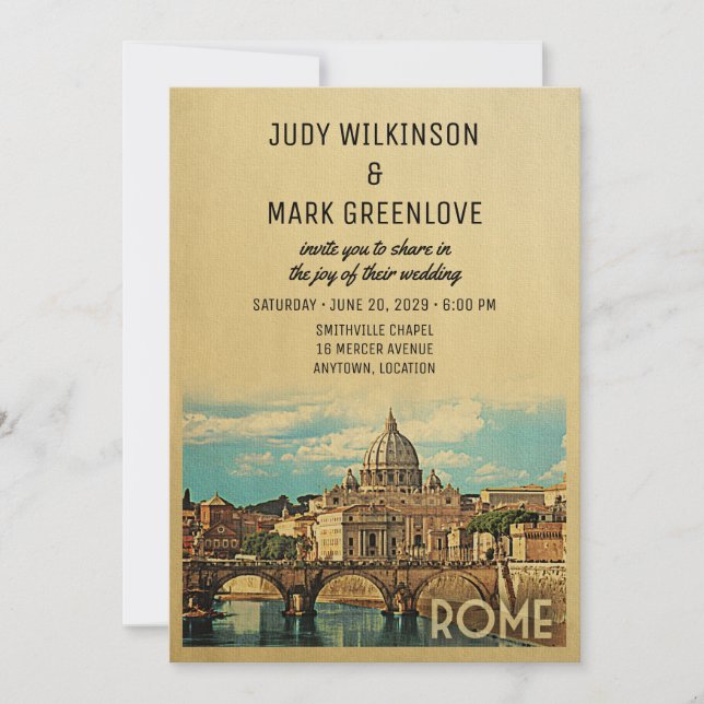 Invitación a la boda de Roma Italia (Anverso)