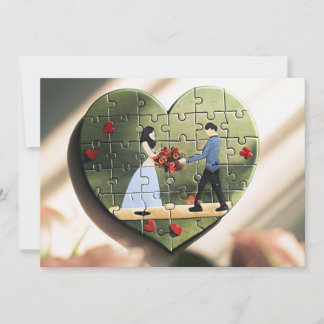 Invitación a la boda de rompecabezas en forma de c