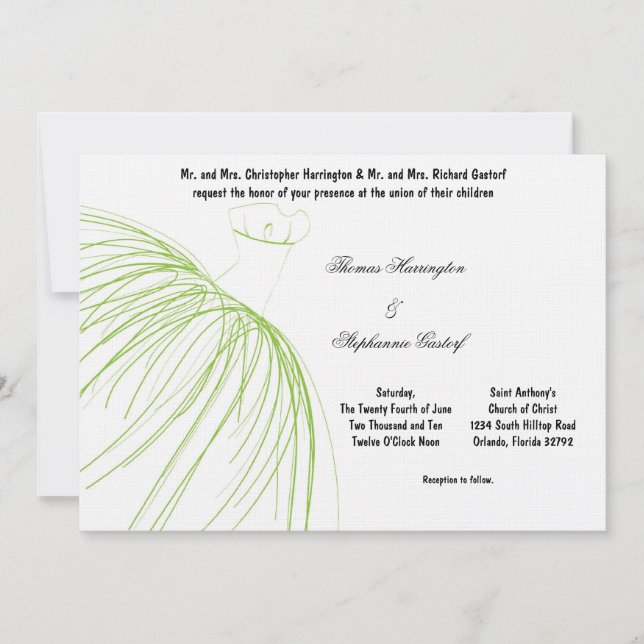 Invitación a la boda de ropa verde eléctrica 7x5 (Anverso)