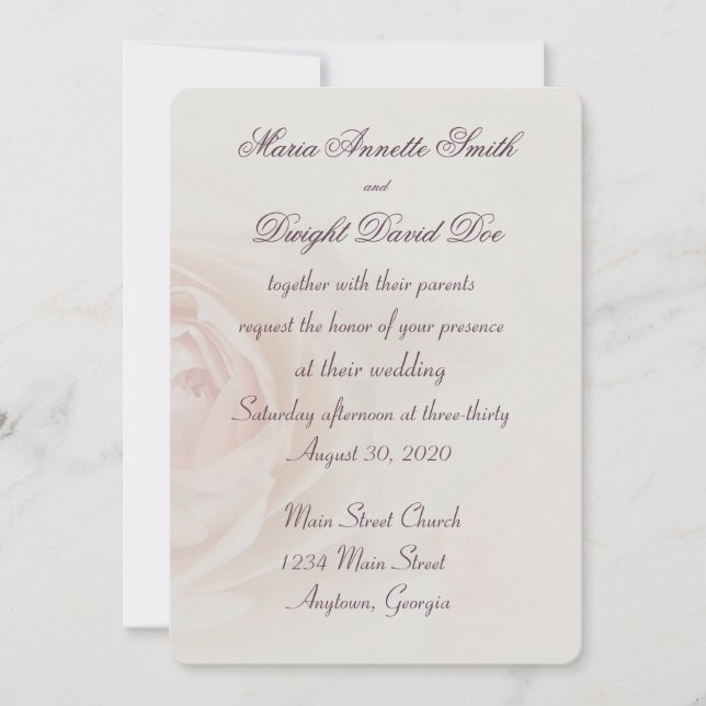 Invitación a la boda de Rosa de bolas con relleno (Anverso)