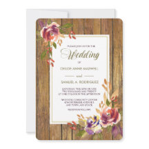 Invitación a la boda de Rosa de bronce Warm Wood