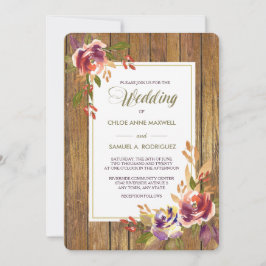 Invitación a la boda de Rosa de bronce Warm Wood