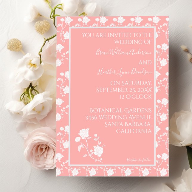 Invitación a la boda de Rosa de la cosecha de cora (Coral Rose Wedding Invitation)