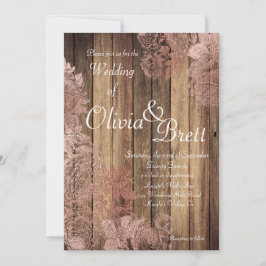 Invitación a la boda de Rosa de madera rústica