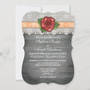 Invitación a la boda de Rosa de Madera Rústica Gri
