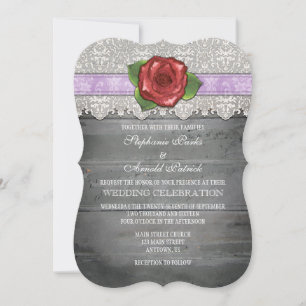 Invitación a la boda de Rosa de Madera Rústica Gri
