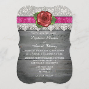 Invitación a la boda de Rosa de Madera Rústica y G