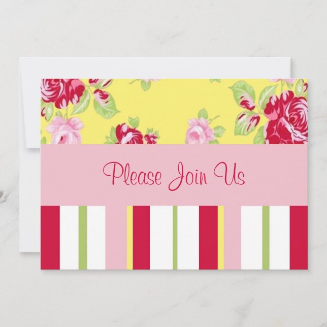 Invitación A La Boda De Rosa De moda Y Rayas (Anverso)