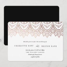 Invitación a la boda de Rosa de oro Delicate Lace