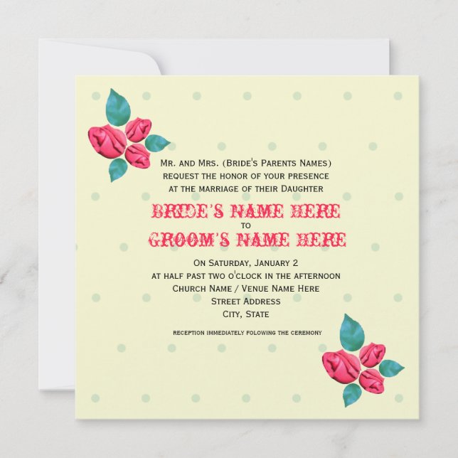 Invitación a la boda de Rosa de Vintage (Anverso)